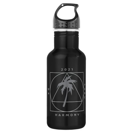 Schwarz mit grauem Logo Wasserflasche (Vorderseite)