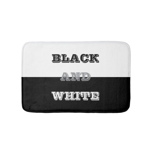 Schwarz mit grauem Text auf schwarzer, solider Far Badematte (Vorderseite)