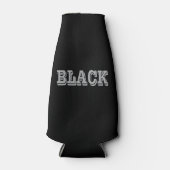 Schwarz mit grauem Text auf schwarzer, solider Far Flaschenkühler (Vorderseite)