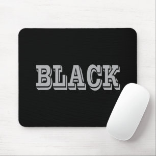 Schwarz mit grauem Text auf schwarzer, solider Far Mousepad