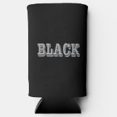 Schwarz mit grauem Text auf schwarzer, solider Far Selters Dosenkühler (Vorderseite)