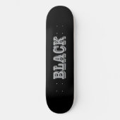 Schwarz mit grauem Text auf schwarzer, solider Far Skateboard (Vorderseite)