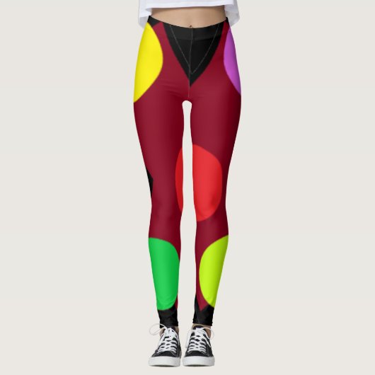 Schwarz mit großen Formen und Farben Leggings (Vorderseite)