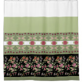 Schwarz mit Grün Duschvorhang (Vorderseite)