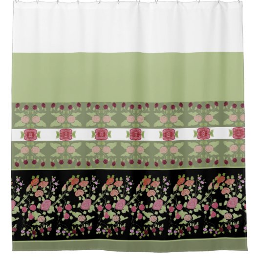 Schwarz mit Grün Duschvorhang (Vorderseite)