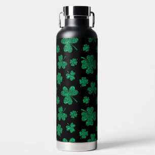 SCHWARZ MIT GRÜNEM GLITZER IRISCHE SHAMROCKS TRINKFLASCHE