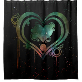 Schwarz mit grünem und rotem Wasserfarben Driving Duschvorhang