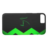 Schwarz mit grünem Zigzag-Individuelle Name Case-Mate iPhone Hülle (Rückseite (Horizontal))