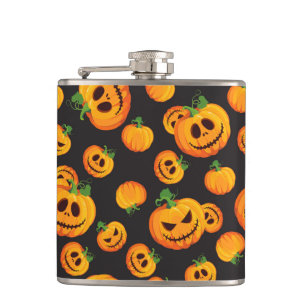 SCHWARZ MIT GRUSELIGEN ORANGENEN HALLOWEEN-KÜRBISS FLACHMANN