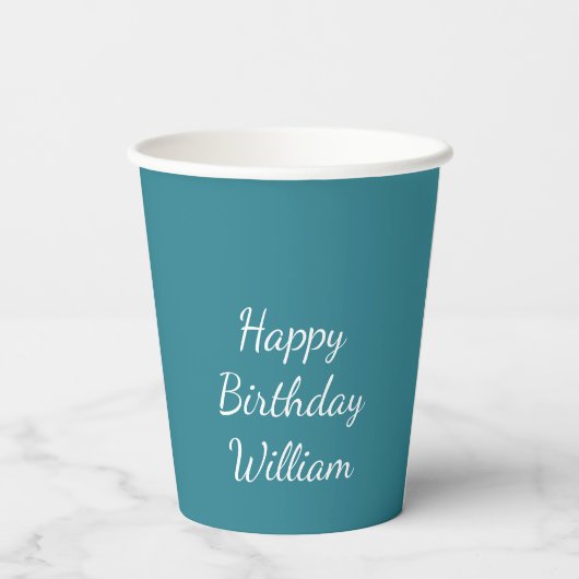 Schwarz mit Happy Birthday Paper Cups Pappbecher (Rückseite)