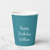 Schwarz mit Happy Birthday Paper Cups Pappbecher (Vorderseite)