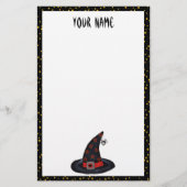 Schwarz mit Hat Stars Spider Orange Dots Stationar Briefpapier (Vorderseite)