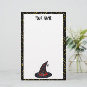 Schwarz mit Hat Stars Spider Orange Dots Stationar Briefpapier (Stehend Vorderseite)