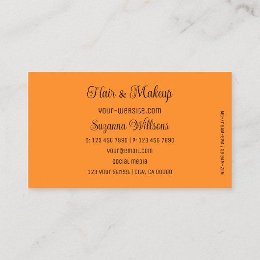 Schwarz mit herrlich orangefarbenem Herz und Monog Visitenkarte (Rückseite)