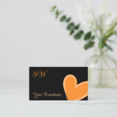 Schwarz mit herrlich orangefarbenem Herz und Monog Visitenkarte (Stehend Vorderseite)