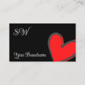 Schwarz mit herrlich rotem Herz und Monogramm Nied Visitenkarte (Vorderseite)