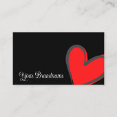 Schwarz mit herrlichem Rotem Herzen Modernes Niedl Visitenkarte (Vorderseite)