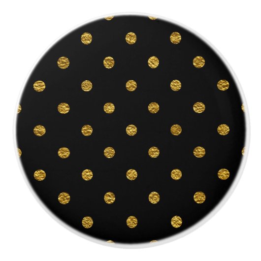 Schwarz mit Imitaten Foil Polka Dots Modern Keramikknauf (Vorderseite)