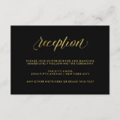 Schwarz mit Imitaten Gold Calligrafy Hochzeitsempf Begleitkarte (Vorderseite)