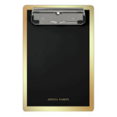 Schwarz mit Imitaten Gold-Glam-Grenze Mini Klemmbrett (Vorderseite)
