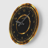 Schwarz mit Imitaten Metallischer Goldrahmen Große Wanduhr (Winkel)