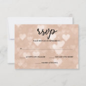 Schwarz mit Imitaten Rose Gold Bokeh Herz UAWG RSVP Karte (Vorderseite)