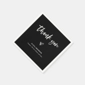Schwarz mit Lässigem Script und Herz | Danke Serviette (Ecke)