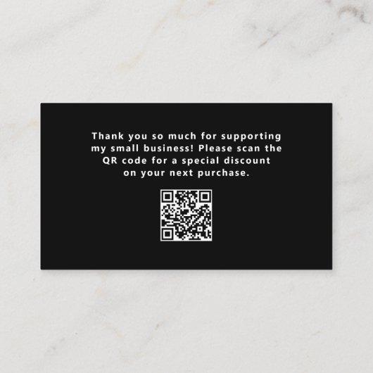 Schwarz mit Lässigem Script und Herz | Danke Visitenkarte (Rückseite)