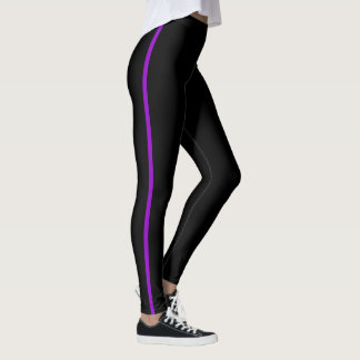 Schwarz mit Leggings aus Violett Streifen