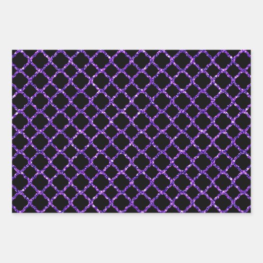 SCHWARZ MIT LILA GLITZER AUSSEHEN GESCHENKPAPIER SET (Vorderseite 2)