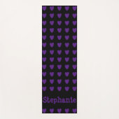 Schwarz mit Lila Herzen Yogamatte (Vorderseite)