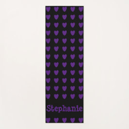 Schwarz mit Lila Herzen Yogamatte