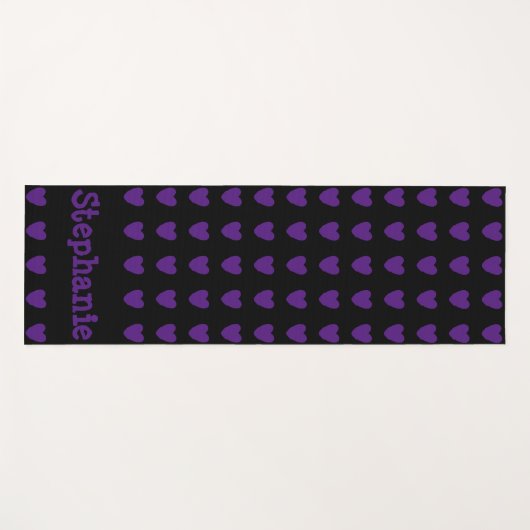 Schwarz mit Lila Herzen Yogamatte (Vorderseite (Horizontal))