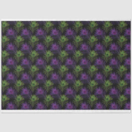 SCHWARZ MIT LILA UND GRÜNEN MARDI GRAS-FEATHERS SEIDENPAPIER