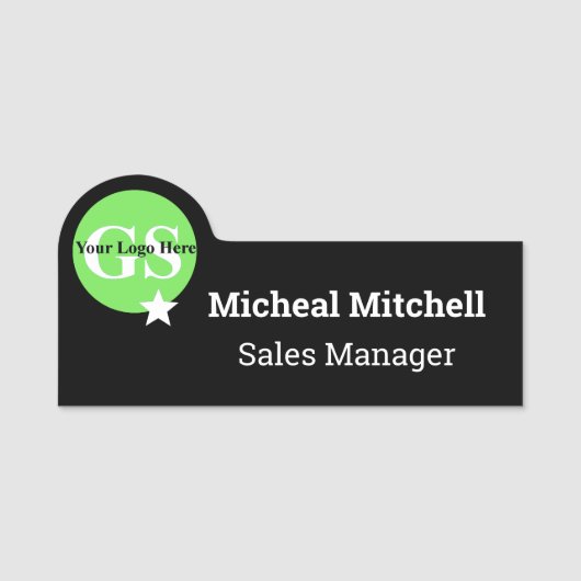 Schwarz mit Logo-Firmenkundenname Namensschild (Vorderseite)