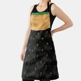 SCHWARZ MIT MARDI GRAS FLEUR DI LIS & STRIPES SCHÜRZE