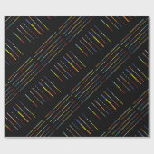 Schwarz mit mehrfarbigen Mustern Geschenkpapier (Flach)