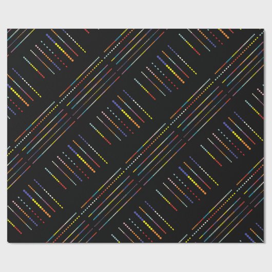 Schwarz mit mehrfarbigen Mustern Geschenkpapier (Flach)