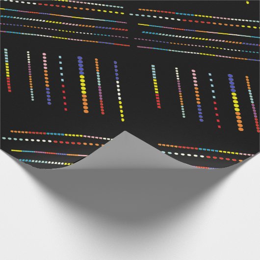 Schwarz mit mehrfarbigen Mustern Geschenkpapier (Ecke)