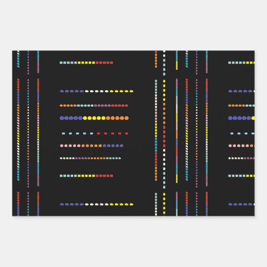 Schwarz mit mehrfarbigen Mustern Geschenkpapier Set (Vorderseite 3)