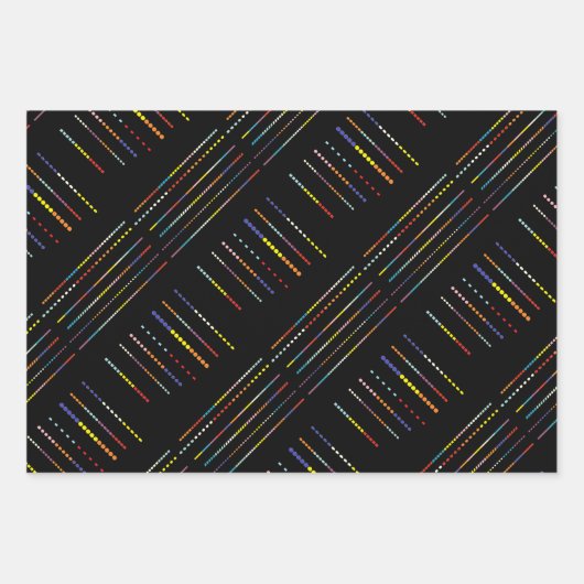 Schwarz mit mehrfarbigen Mustern Geschenkpapier Set (Vorderseite)
