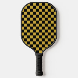 Schwarz mit metallischem Gold-Quadratmuster Pickleball Schläger