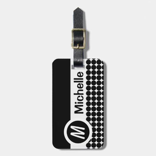 Schwarz Mit Monogramm Gepäckanhänger (Vorderseite vertikal)