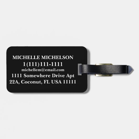 Schwarz Mit Monogramm Gepäckanhänger (Rückseite horizontal)