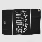 Schwarz Mit Monogramm Modernes Golferleben ist bes Golfhandtuch (Horizontal)