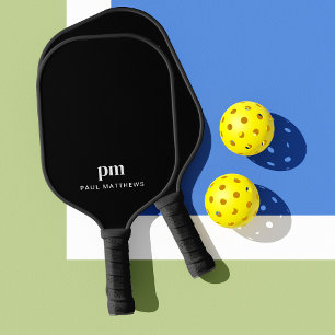Schwarz mit Monogramm und Name Pickleball Schläger