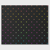 Schwarz mit Multicolor Polka Dots Wrapping Paper Geschenkpapier (Flach)