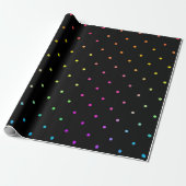 Schwarz mit Multicolor Polka Dots Wrapping Paper Geschenkpapier (Ungerollt)