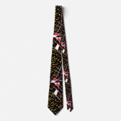 Schwarz mit Mustern in rot-weiß gemischt Krawatte (Vorderseite)
