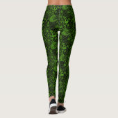 Schwarz mit Neon Green Floral Lace Pattern Leggings (Rückseite)